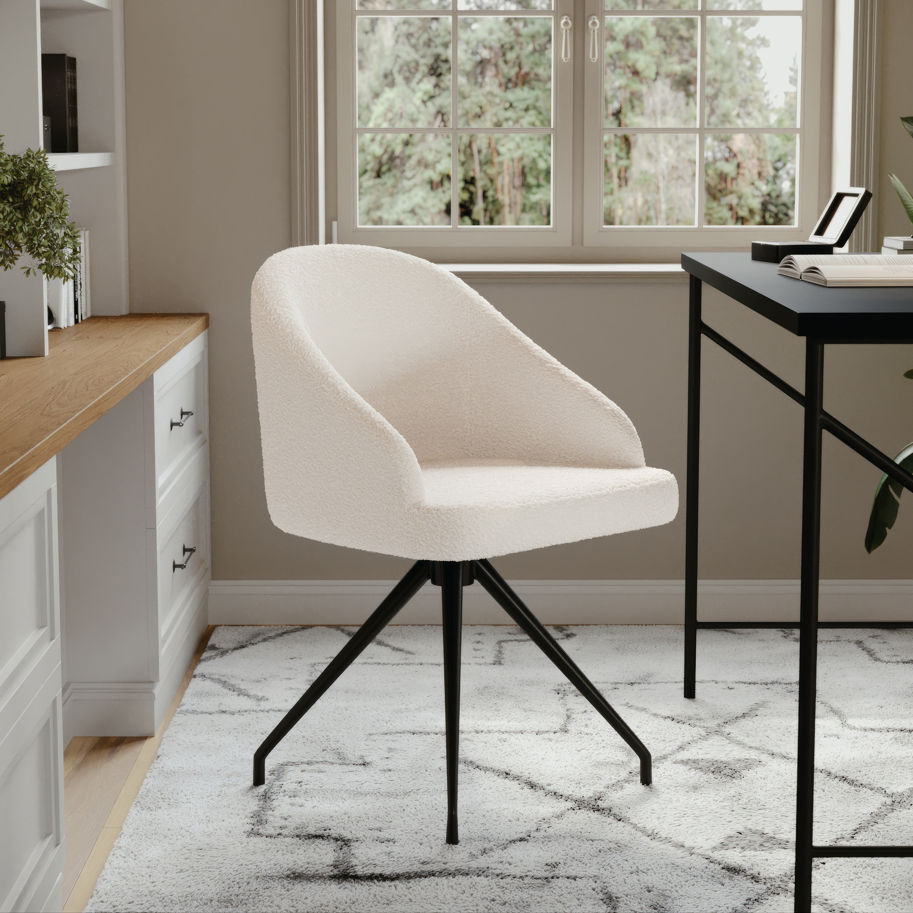 Martha Stewart Sora Upholstered Stationary Swivel Home Office